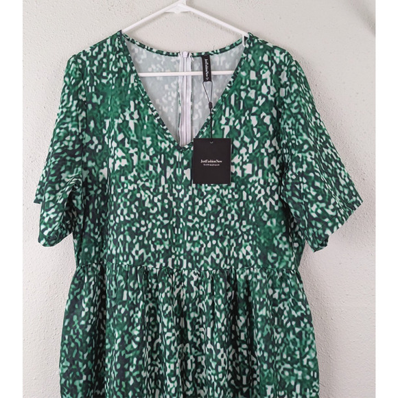 New Just Fashion Now sz XL One Piece Jumpsuit wide leg crop green ss 0406 - Picture 2 of 5